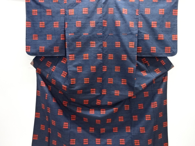 JAPANESE KIMONO / HITOE / TSUMUGI / WOVEN KASURI PATTERN